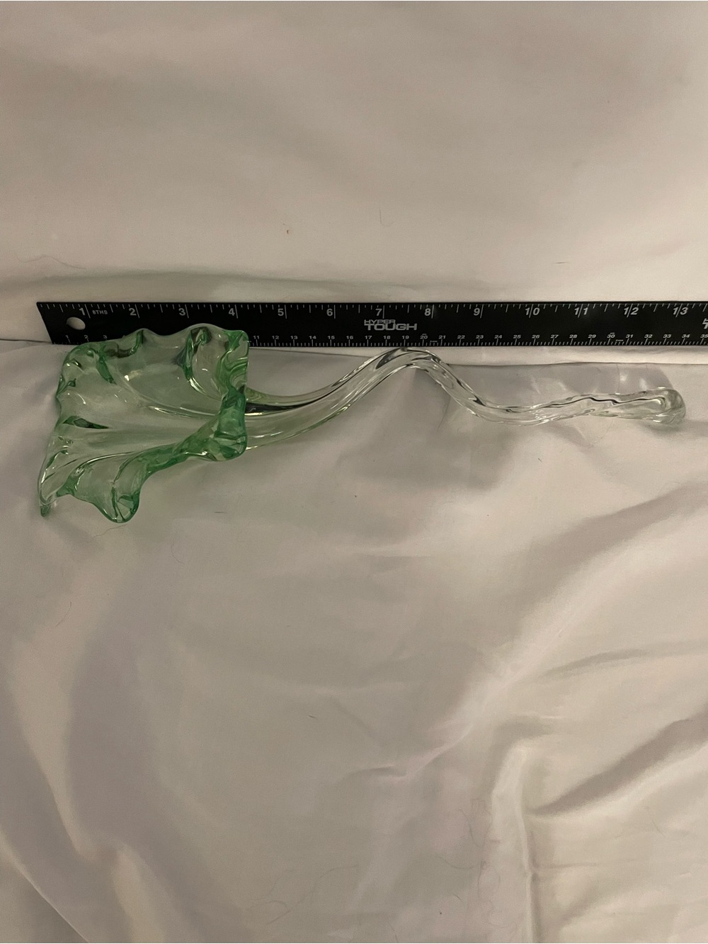 Green Hand-Blown Glass horizontal vase- Unbranded